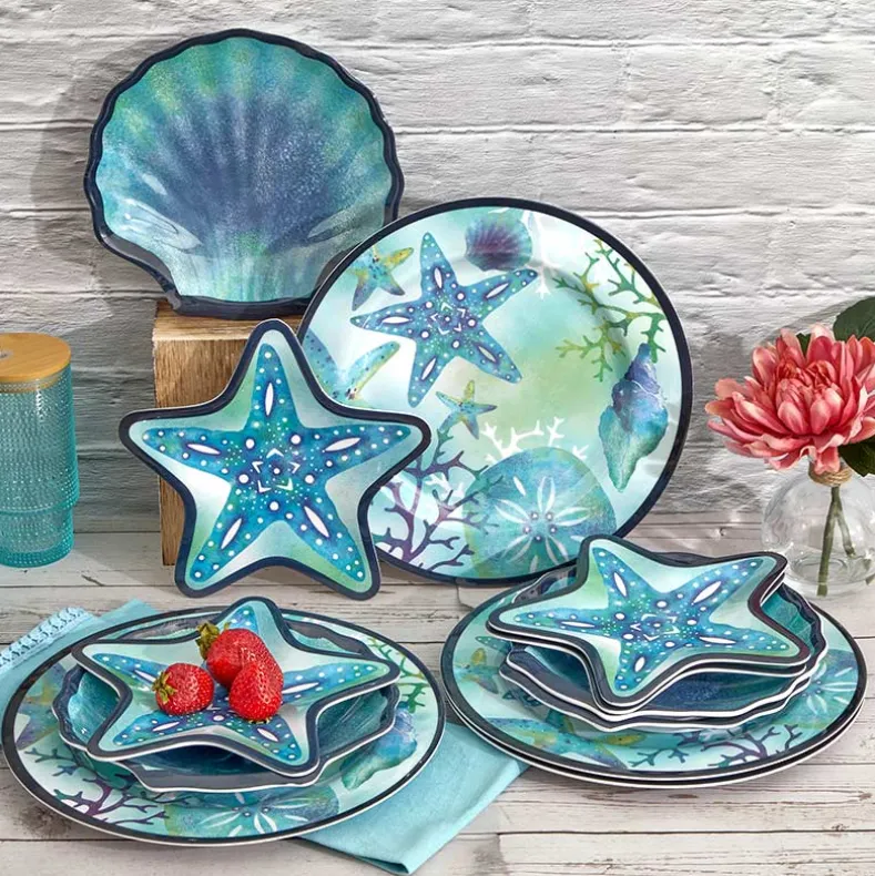 Seaside Beach Melamine Dinner Plates Set of 4