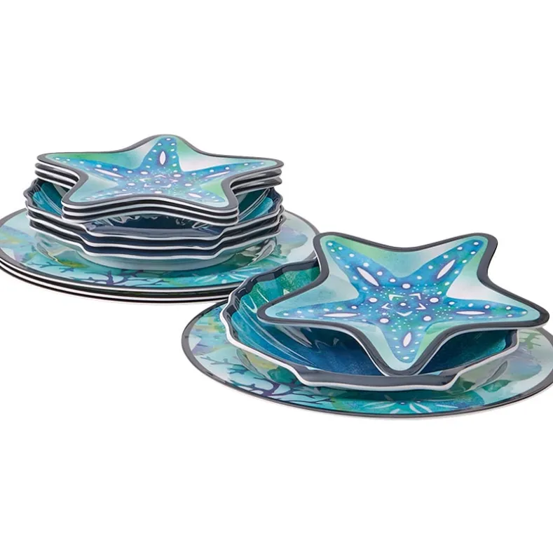 Seaside Beach Melamine Dinner Plates Set of 4
