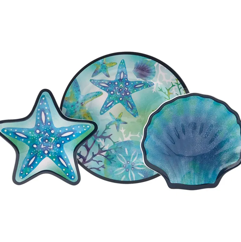 Seaside Beach Melamine Dinner Plates Set of 4