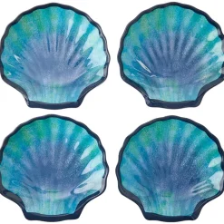 Seaside Beach Shell Melamine Dessert Plates Set of 4
