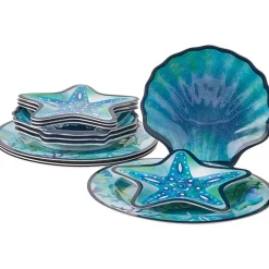 Seaside Beach Shell Melamine Dessert Plates Set of 4