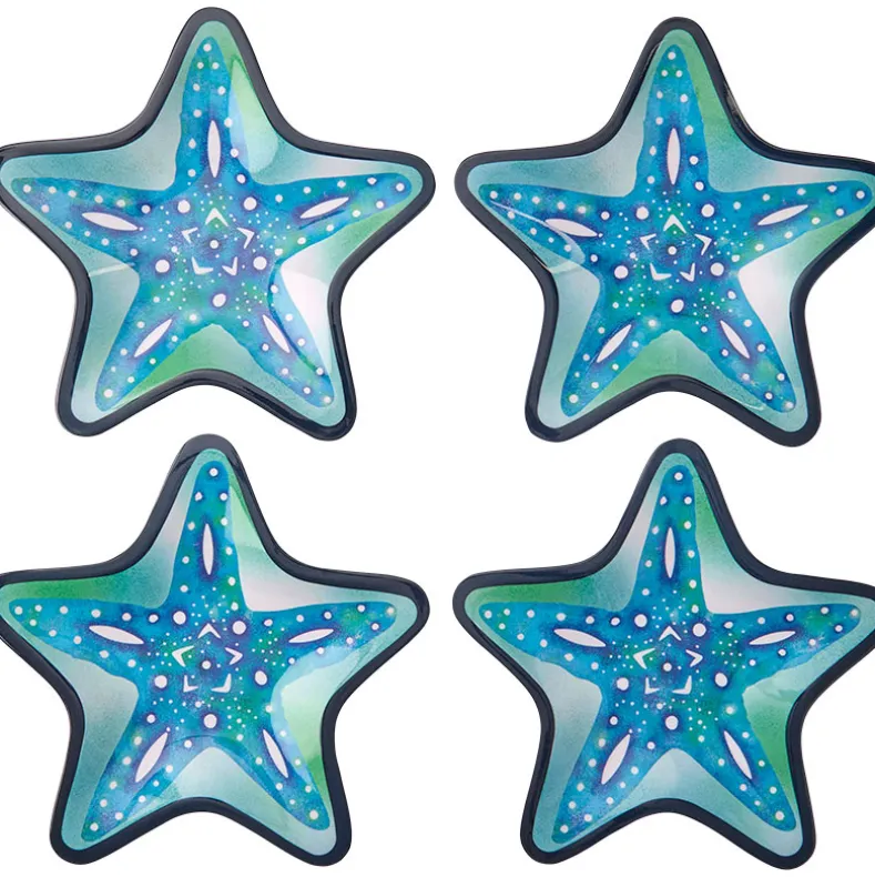Seaside Beach Starfish Melamine Salad Plates Set of 4
