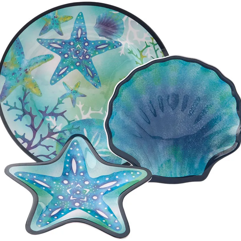 Seaside Beach Starfish Melamine Salad Plates Set of 4