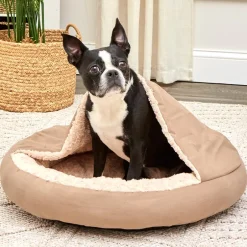 Self-Warming Pet Cave - Cozy Hideway with Round Design, Attached Blanket