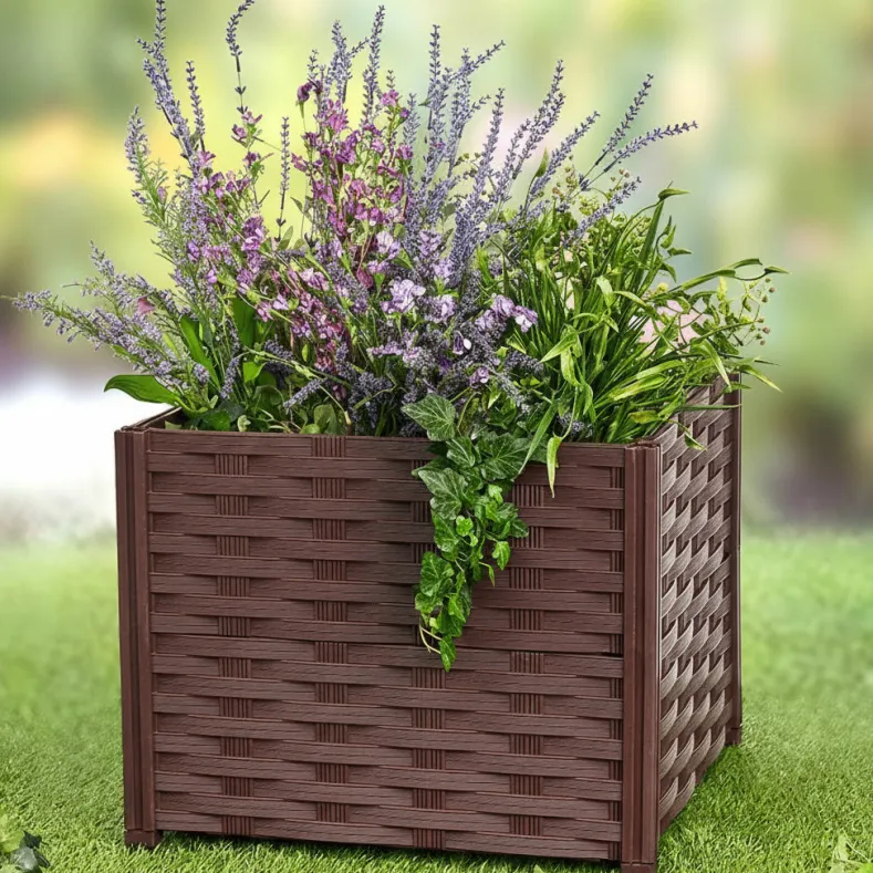 Set of 8 Adjustable Raised Garden Bed Panels with Weaved Design