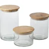 Set of 3 Canisters with Wood Lids