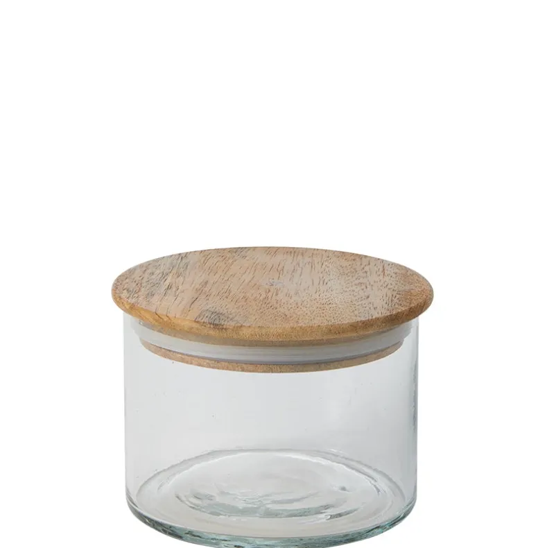 Set of 3 Canisters with Wood Lids