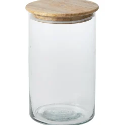 Set of 3 Canisters with Wood Lids