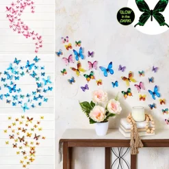 Set of 24 Glow-in-the-Dark Butterflies-Magical Wall Decorations