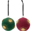 Set of 2 Gold Starburst Ball Ornaments