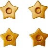 Set of 4 Star-Shaped Gold Taper Candleholders