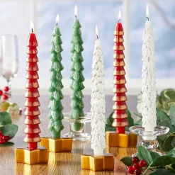 Set of 4 Star-Shaped Gold Taper Candleholders