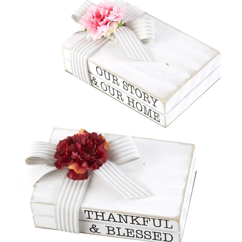 Set of 2 Vintage Book Decor Accents