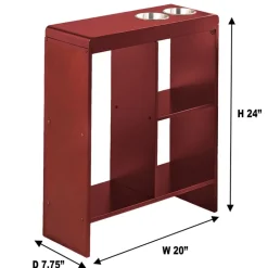 Side End Table with Drink Holders, Storage Shelves, Magazine Holder