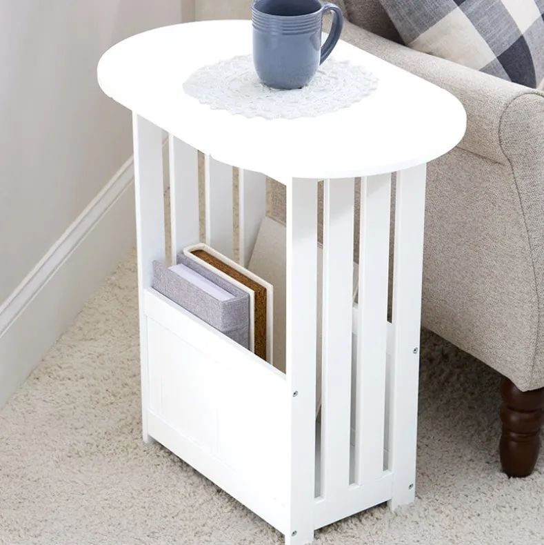 Side Table with Drop Leaf Top and Magazine Holder - 24"H