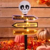 Skeleton Halloween Solar Garden Picket Sign