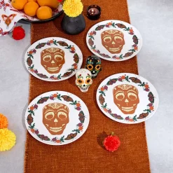 Skull and Butterfly Melamine Appetizer Plates - Set of 4