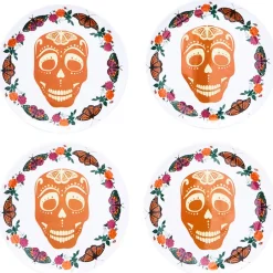 Skull and Butterfly Melamine Appetizer Plates - Set of 4