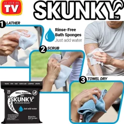 Skunky™ Disposable Bathing Sponge Wipes - Just Add Water for a Quick Clean