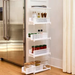 Slide Out Slim Storage Tower for Kitchen - 3 or 4 Drawer