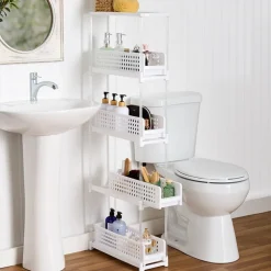 Slide Out Slim Storage Tower for Kitchen - 3 or 4 Drawer