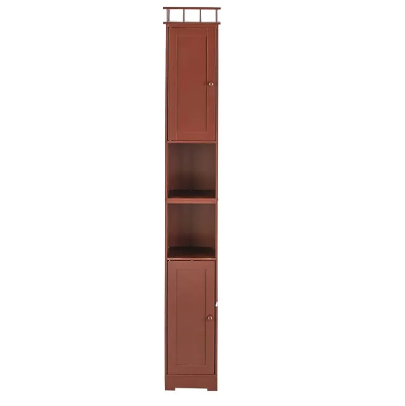 Slim Bathroom Freestanding Storage Cabinet with Shelves and Cupboards