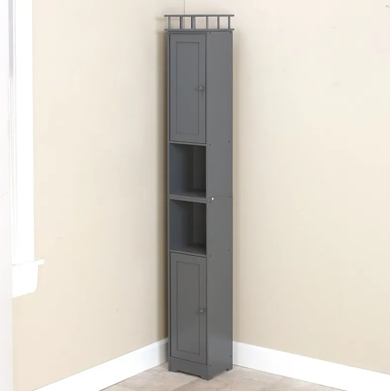 Slim Bathroom Freestanding Storage Cabinet with Shelves and Cupboards