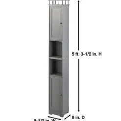Slim Bathroom Freestanding Storage Cabinet with Shelves and Cupboards