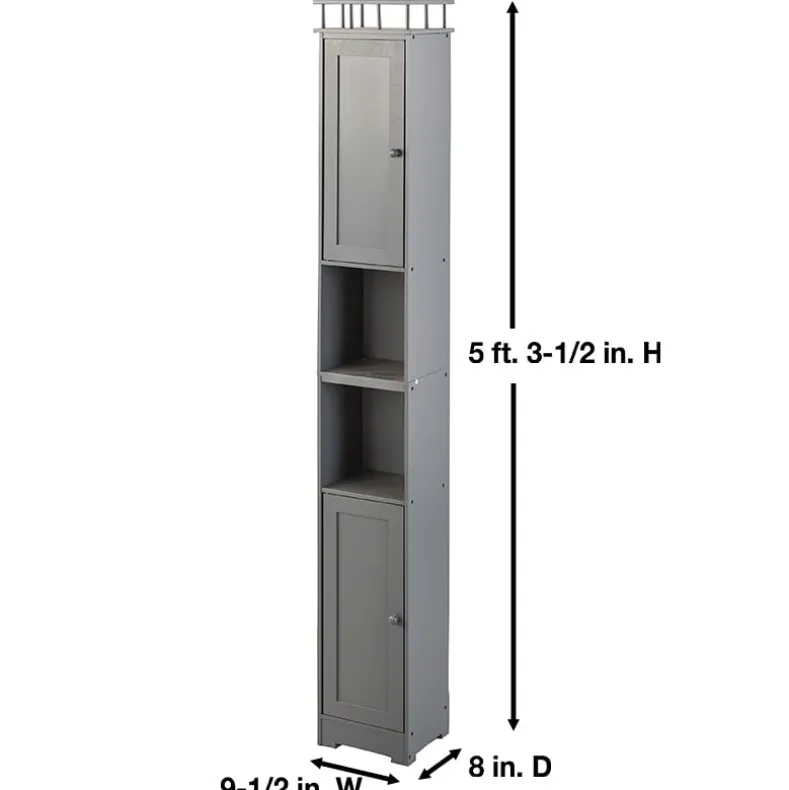 Slim Bathroom Freestanding Storage Cabinet with Shelves and Cupboards