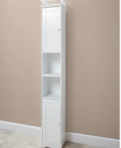Slim Bathroom Freestanding Storage Cabinet with Shelves and Cupboards