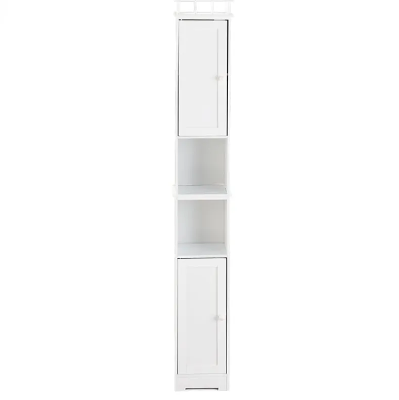 Slim Bathroom Freestanding Storage Cabinet with Shelves and Cupboards