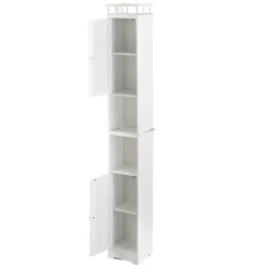 Slim Bathroom Freestanding Storage Cabinet with Shelves and Cupboards