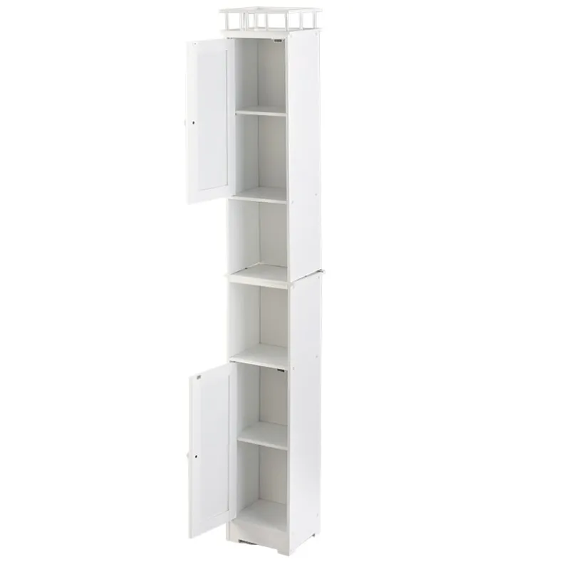 Slim Bathroom Freestanding Storage Cabinet with Shelves and Cupboards