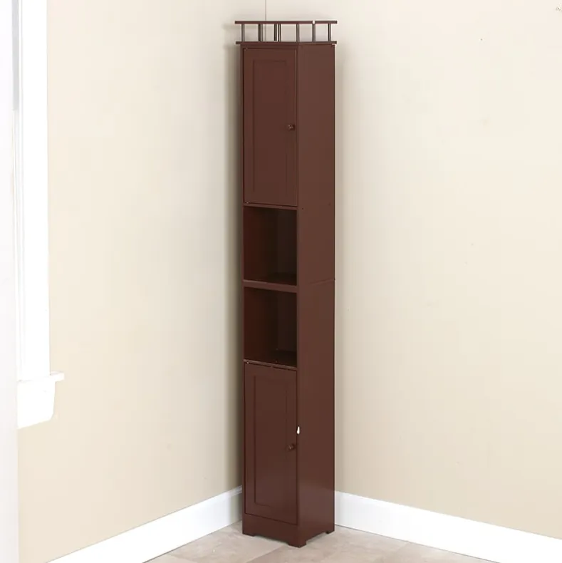 Slim Bathroom Freestanding Storage Cabinet with Shelves and Cupboards