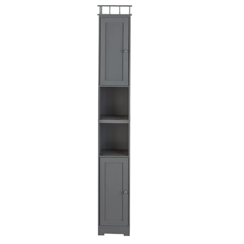 Slim Bathroom Freestanding Storage Cabinet with Shelves and Cupboards