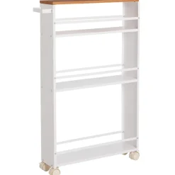 Slim Rolling Storage Cart with Handle 4 Tier
