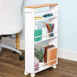 Slim Rolling Storage Cart with Handle 4 Tier