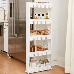 Slim Utility Kitchen Storage Cart with Wheels 5 Tier