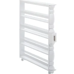 Slim Wooden Spice Rack Cabinet with Wheels - Black, Walnut or White