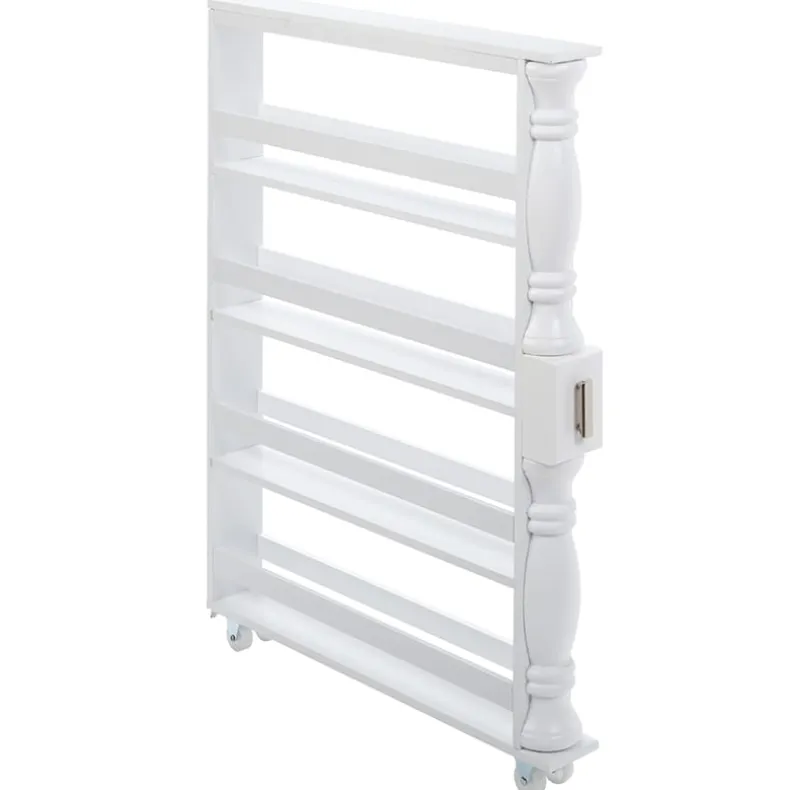 Slim Wooden Spice Rack Cabinet with Wheels - Black, Walnut or White