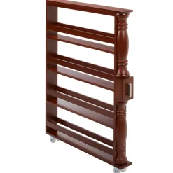 Slim Wooden Spice Rack Cabinet with Wheels - Black, Walnut or White