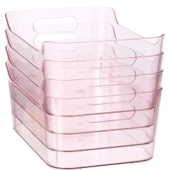 Small Plastic Storage Bins in Blush - Set of 4