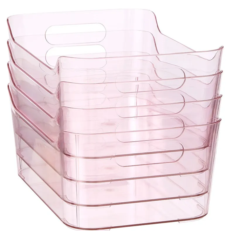 Small Plastic Storage Bins in Blush - Set of 4