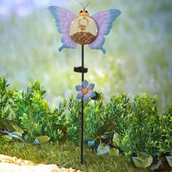 Solar Birdfeeder Stakes Flower or Butterfly