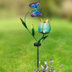 Solar Butterfly Flower Garden Stake