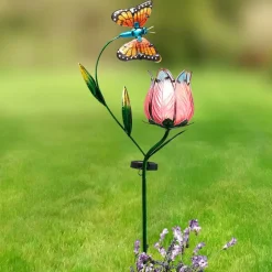 Solar Butterfly Flower Garden Stake