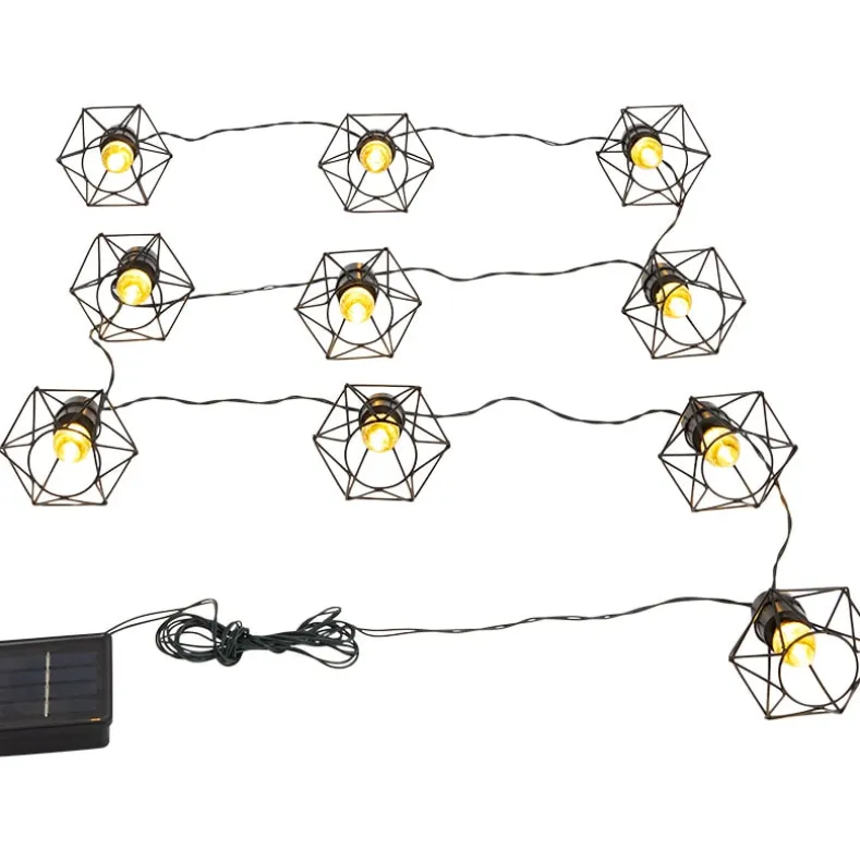 Solar Cafe Lights with Metal Cage Covers 10-LED String