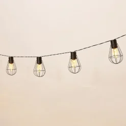 Solar Cafe Lights with Metal Cage Covers 10-LED String