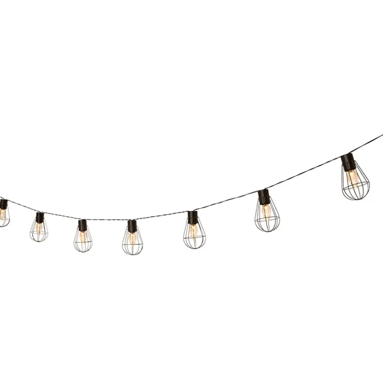 Solar Cafe Lights with Metal Cage Covers 10-LED String