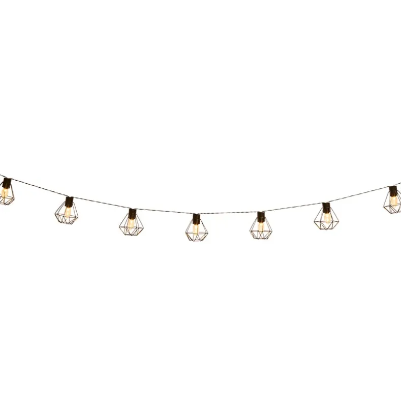 Solar Cafe Lights with Metal Cage Covers 10-LED String
